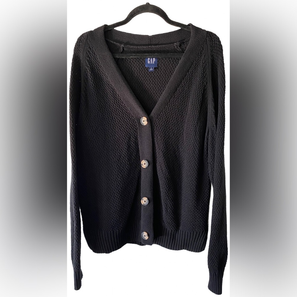 Gap Crochet Knit Boyfriend Sweater Cardigan Oversized Womens Medium 100% cotton
